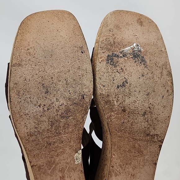 Donald J Pliner Clare Wedge Sandal Cork Fuax Snakeskin Fabric Straps Size 9M - Picture 12 of 16